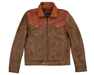 Men's Western Waxed Two-Tone Austin Brown Leather Jacket