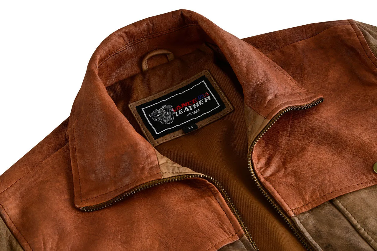 Men's Western Waxed Two-Tone Austin Brown Leather Jacket