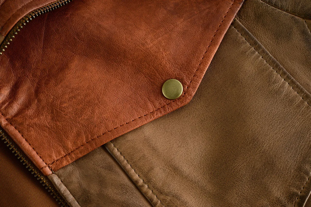 Men's Western Waxed Two-Tone Austin Brown Leather Jacket