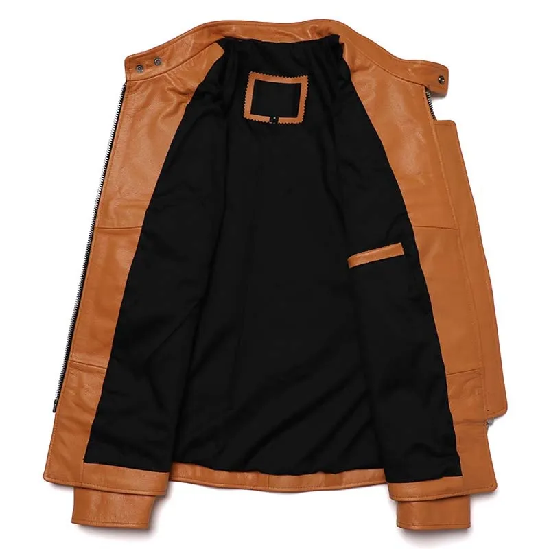 Men's Yellow Leather Motorcycle Jacket