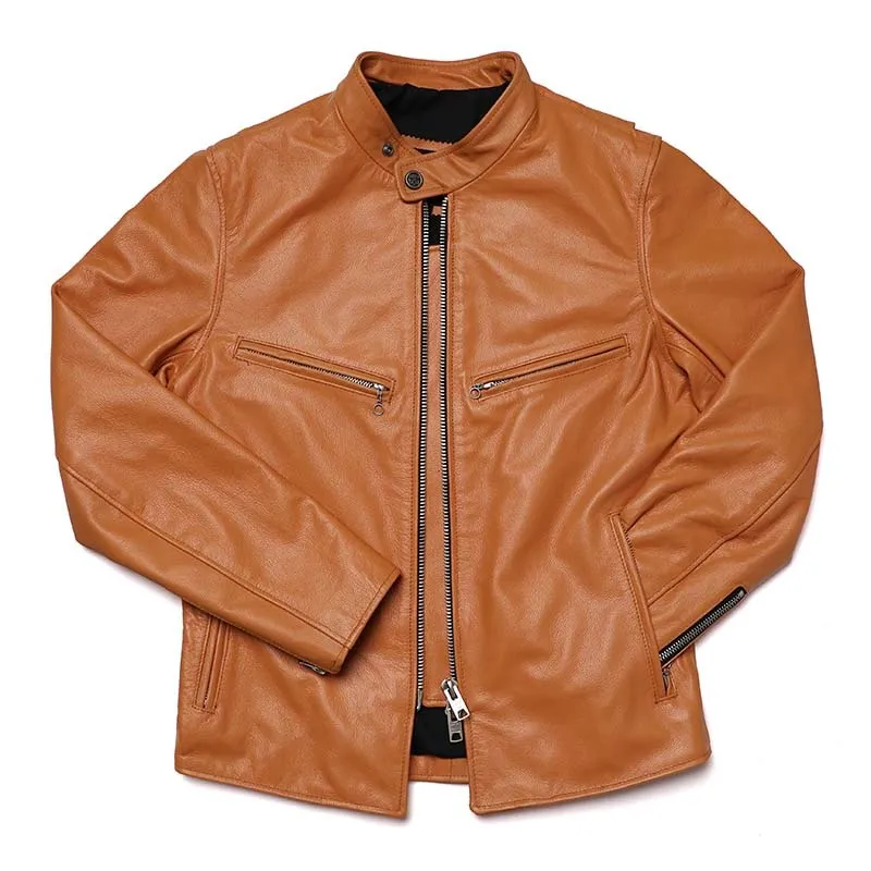Men's Yellow Leather Motorcycle Jacket