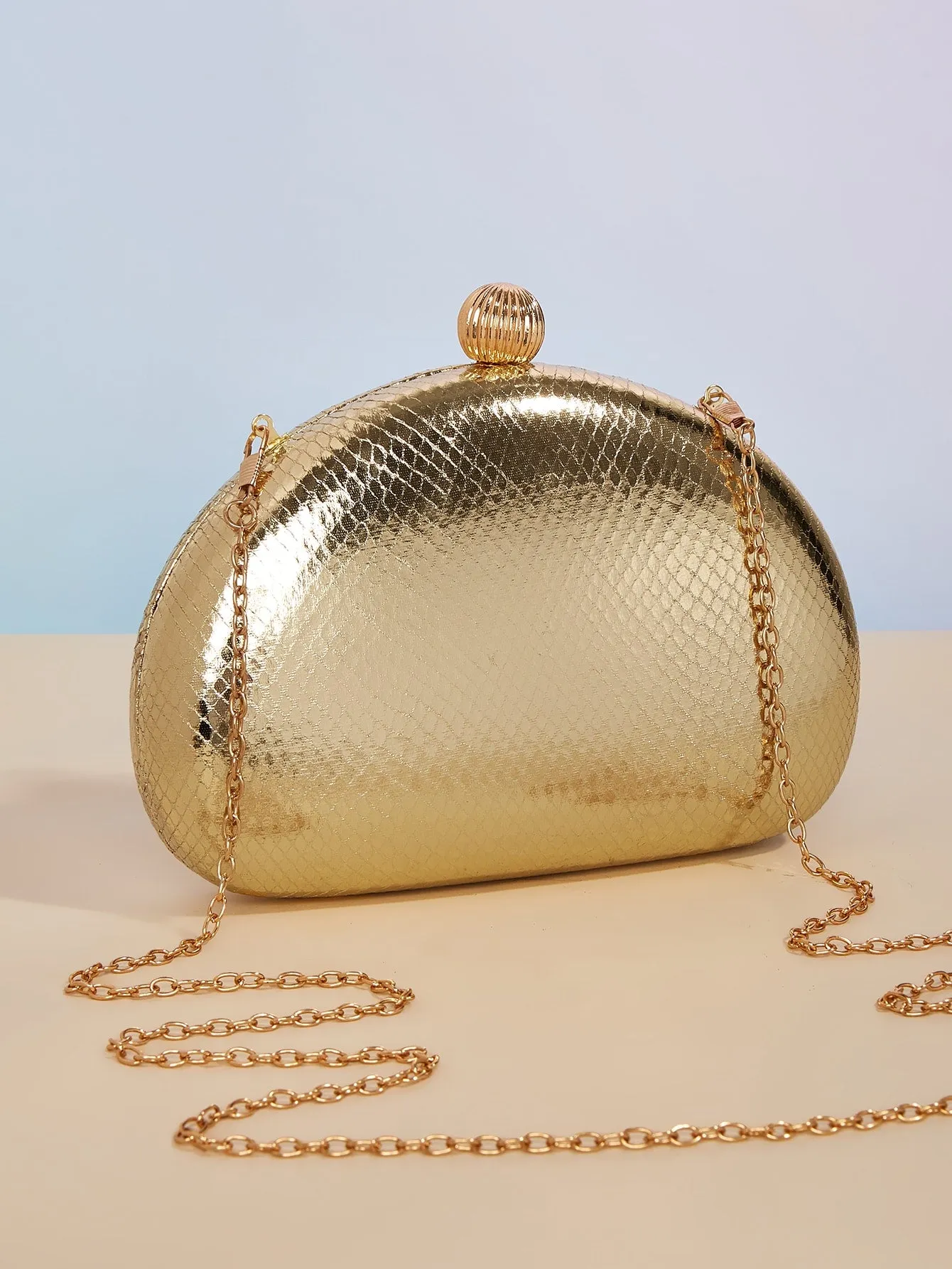 Mini Metallic Snakeskin Embossed Box Bag- FD ⚡