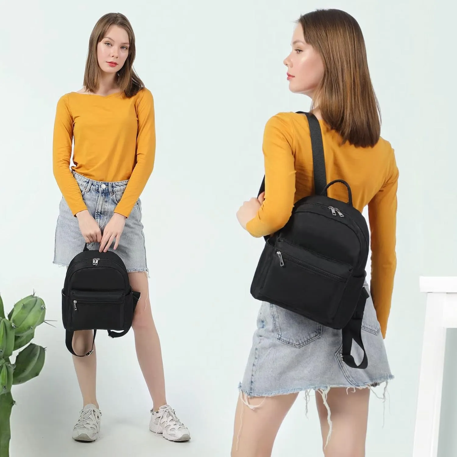 Mini nylon Backpack for Women, Light Weight Multiple pockets Waterproof Backpack