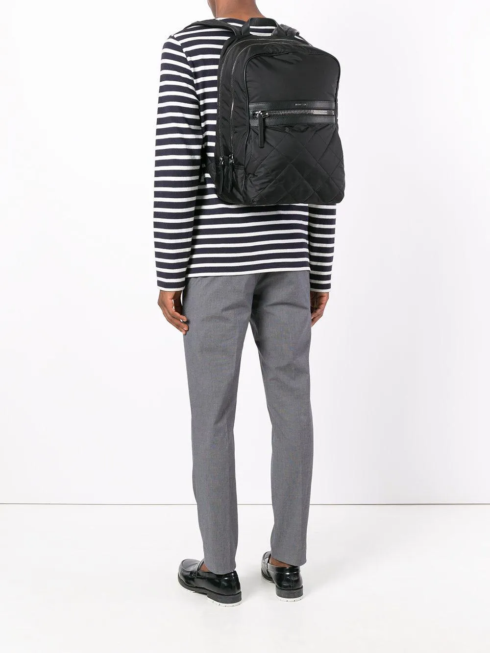 Moncler Black Leather Trimmed Nylon Backpack