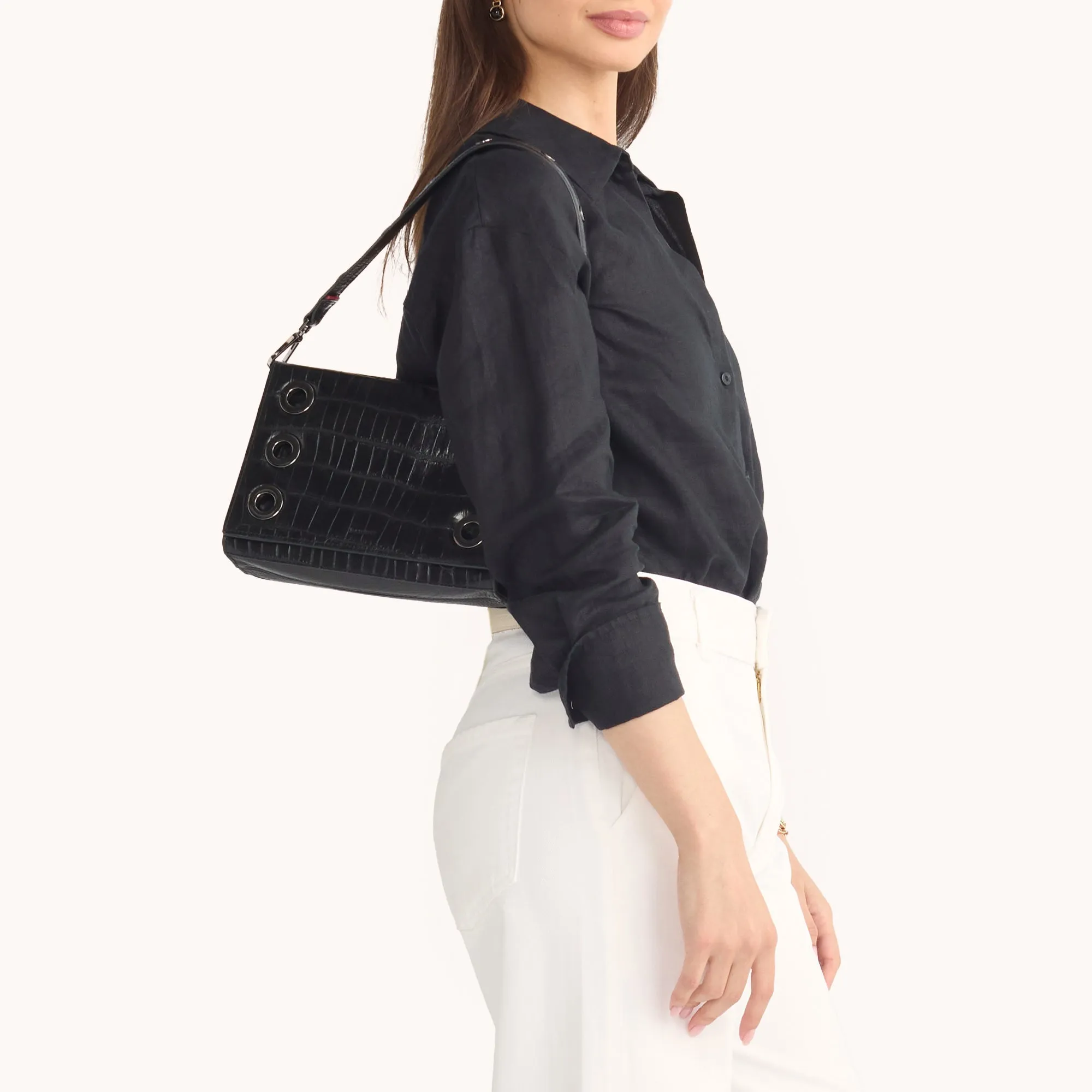 Montana Clutch | Evening Crocco/Gunmetal | Sml