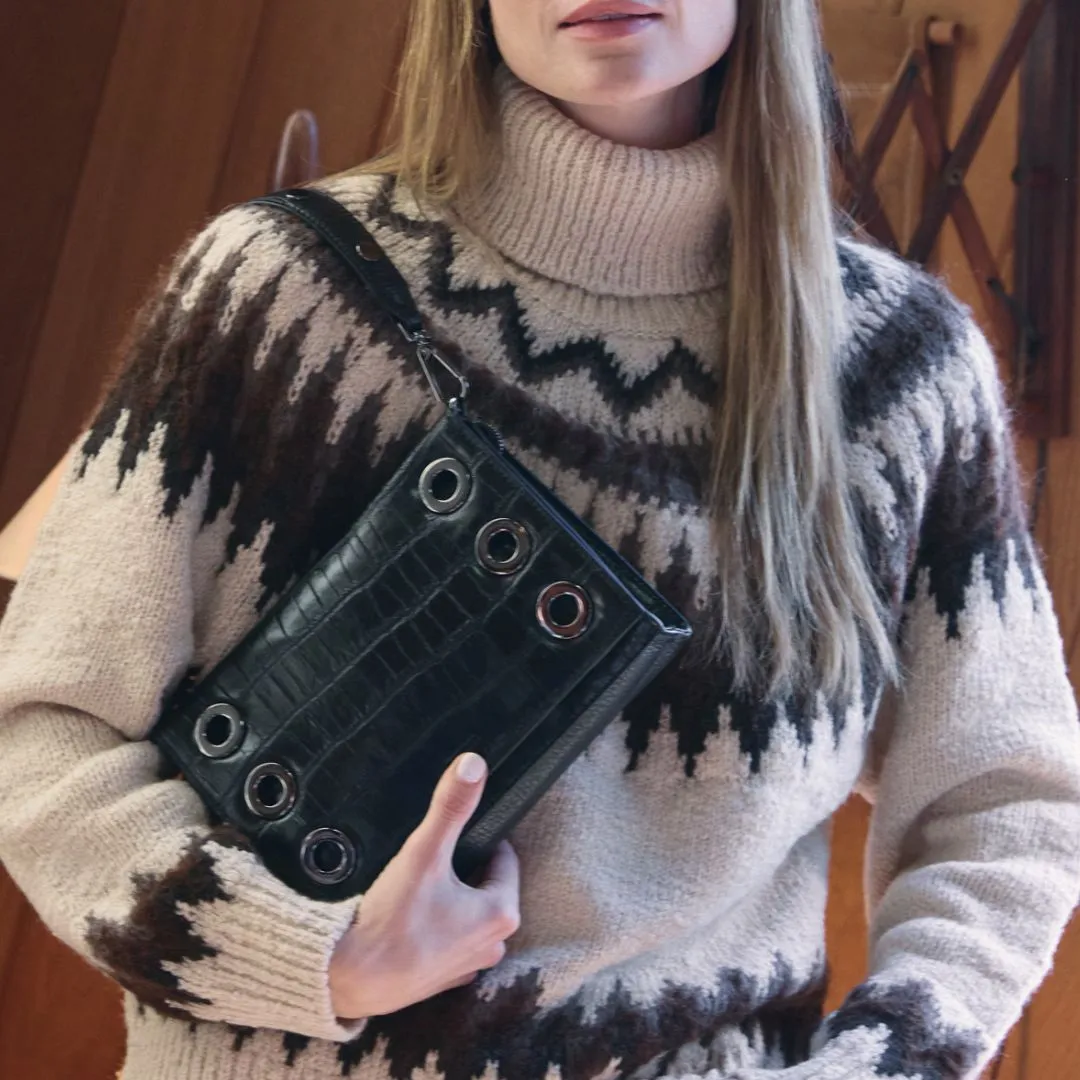 Montana Clutch | Evening Crocco/Gunmetal | Sml