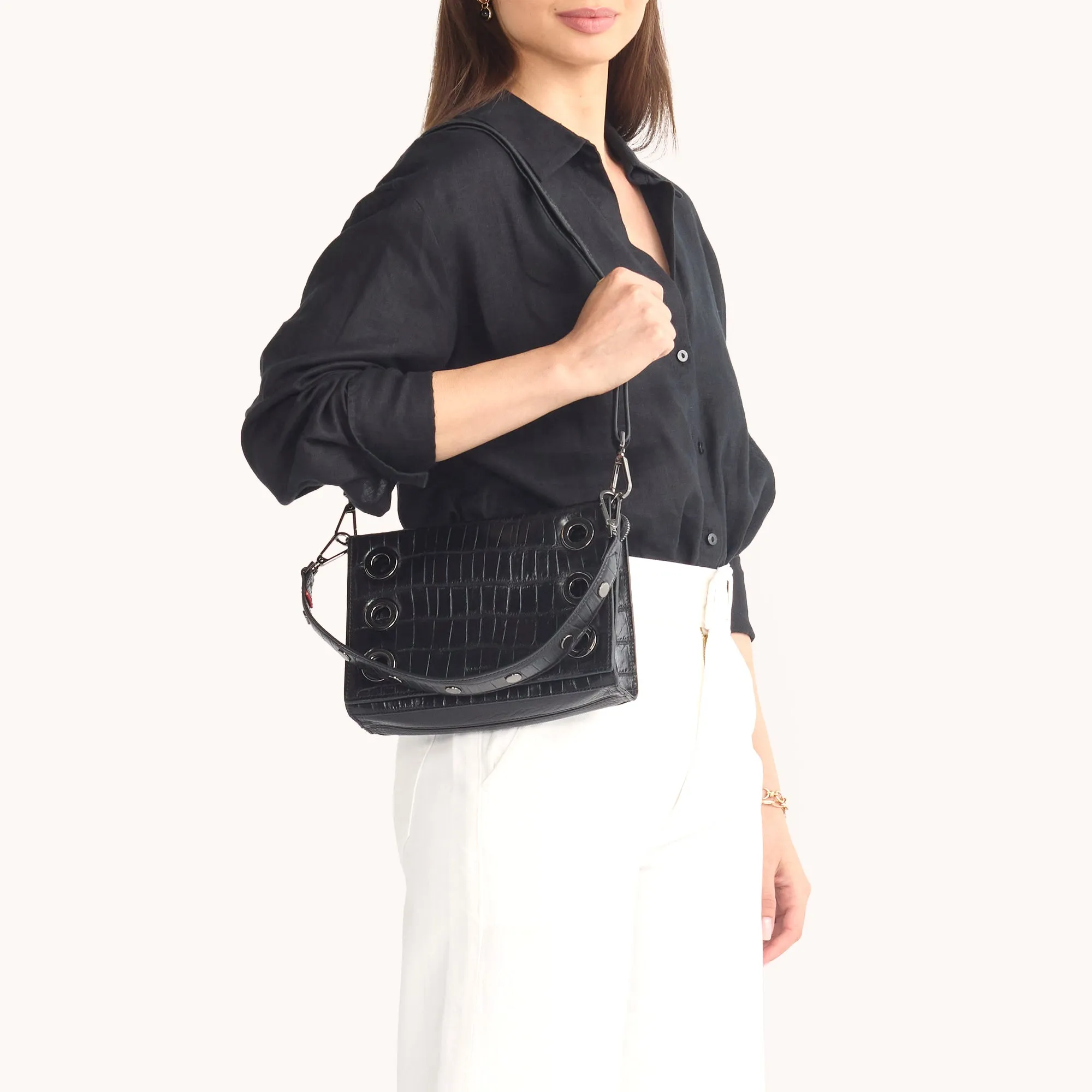 Montana Clutch | Evening Crocco/Gunmetal | Sml