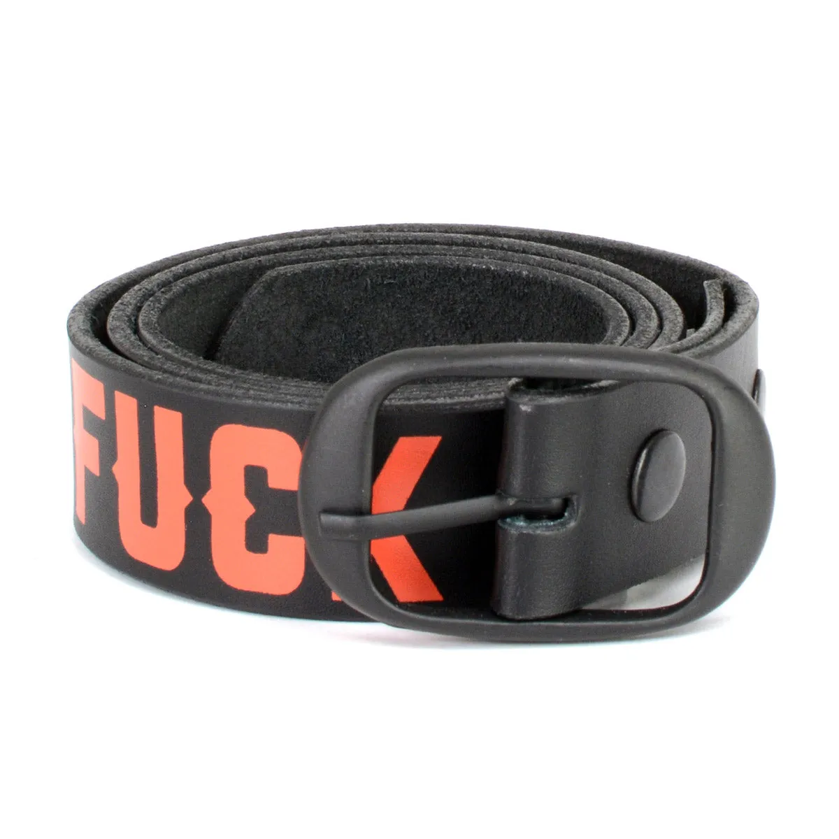 MP7110 Men's F* Around - Find Out Black Genuine Leather Belt with Interchangeable Buckle - 1.5 inches Wide