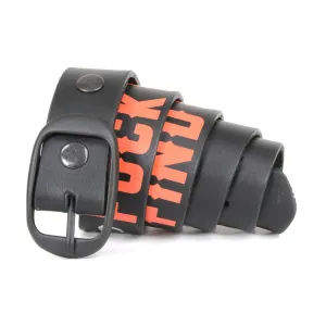 MP7110 Men's F* Around - Find Out Black Genuine Leather Belt with Interchangeable Buckle - 1.5 inches Wide