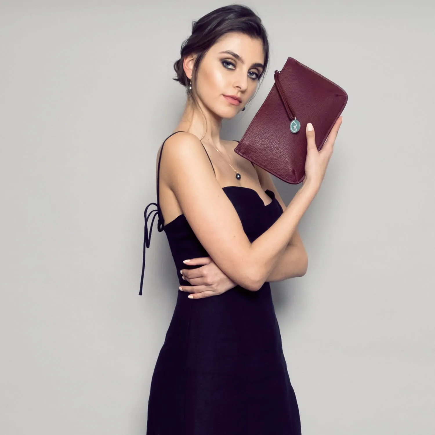 Multi-Function Vegan Leather Clutch | Burgundy
