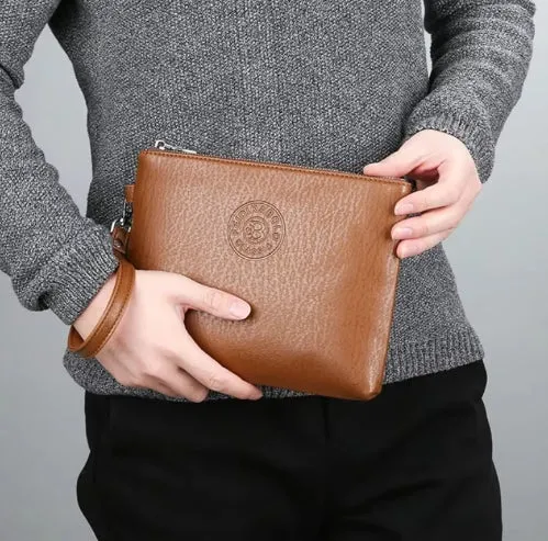 New Business Style Men's Clutch Large Wallet Soft Leather Male Wristlet Pack Bag Elegant Leisure Stylish Hand Bags Man Pouch