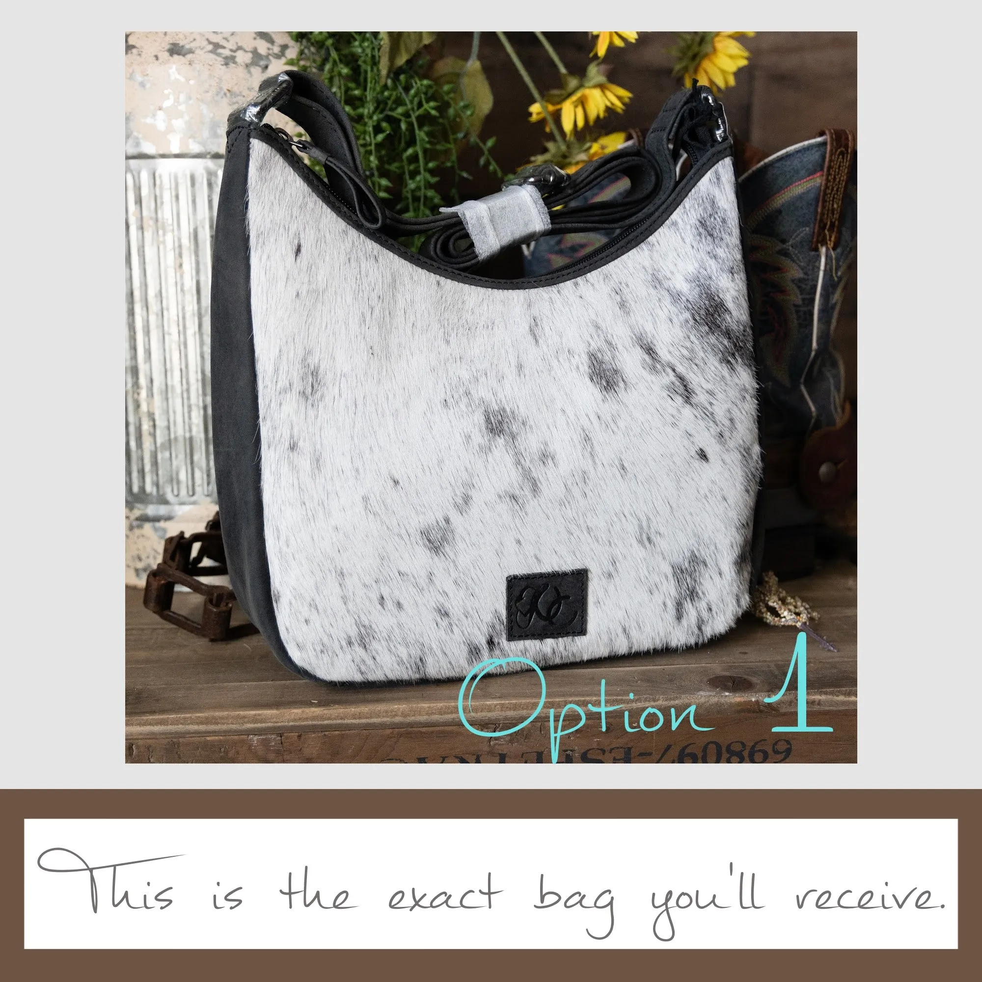 Penny | Leather Concealed Carry Crossbody, Shoulder Bag | Western Boho Style Hair-On Cowhide Accents | Locking Exterior Concealment Pocket