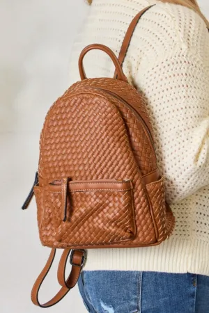 PLeather Woven Backpack