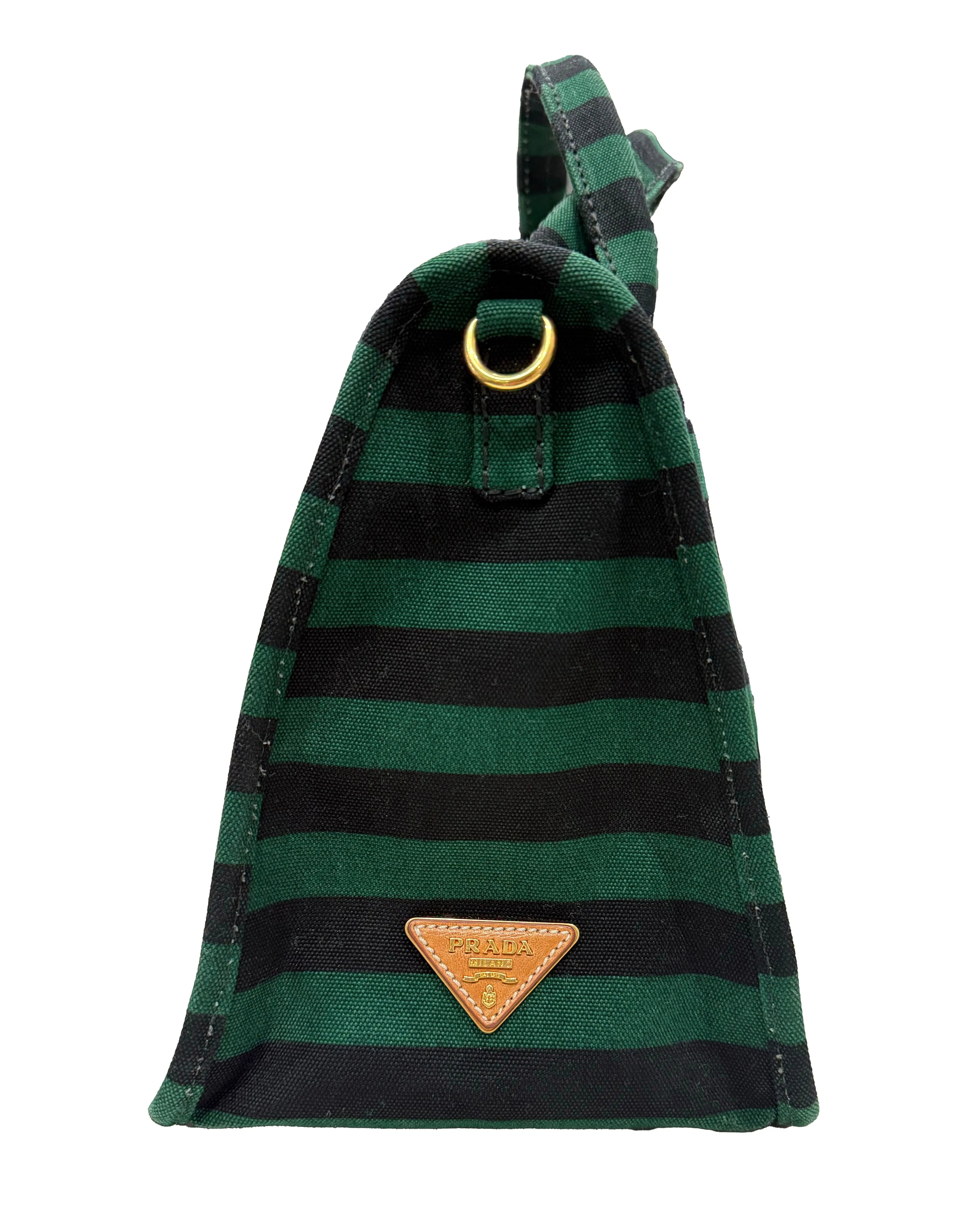 Prada Canapa Righe Striped Handbag