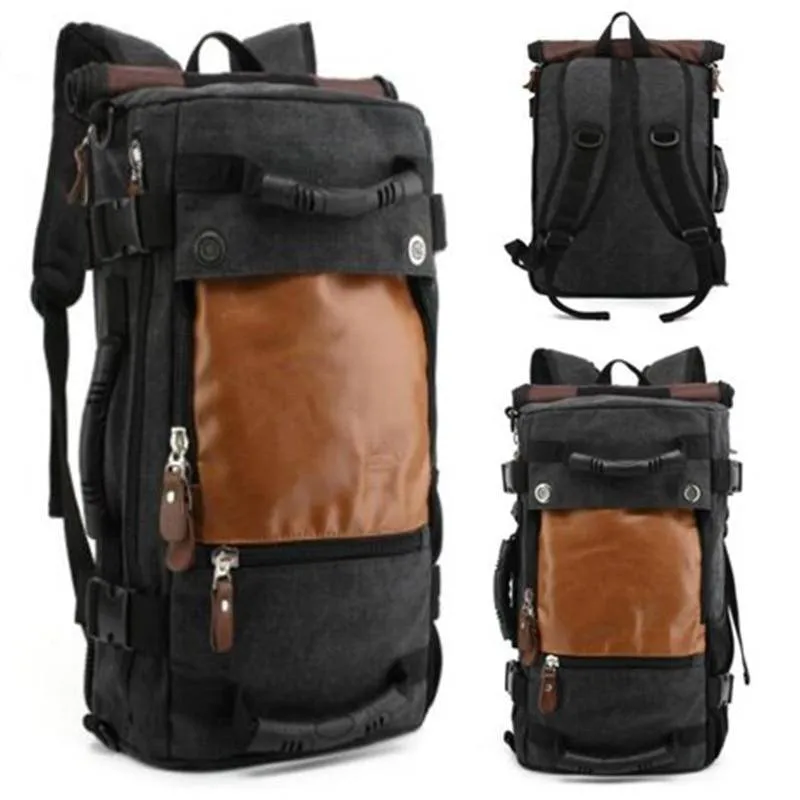 Premium Canvas Leather Backpack for Casual Use, 20-35 Liters