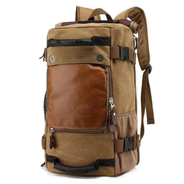 Premium Canvas Leather Backpack for Casual Use, 20-35 Liters