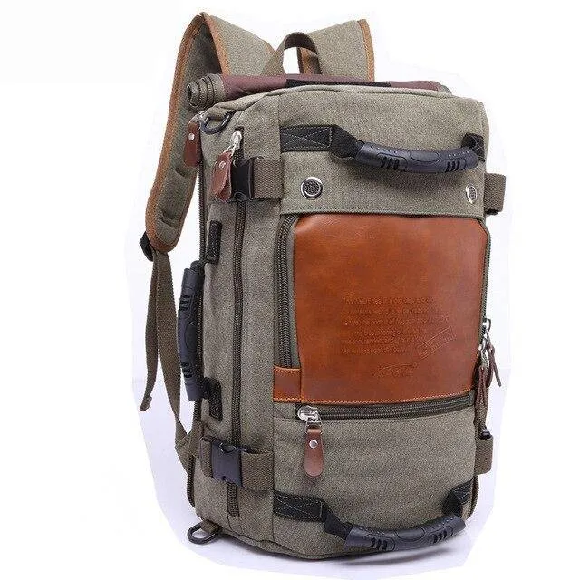 Premium Canvas Leather Backpack for Casual Use, 20-35 Liters