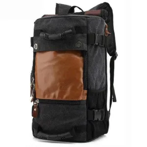 Premium Canvas Leather Backpack for Casual Use, 20-35 Liters