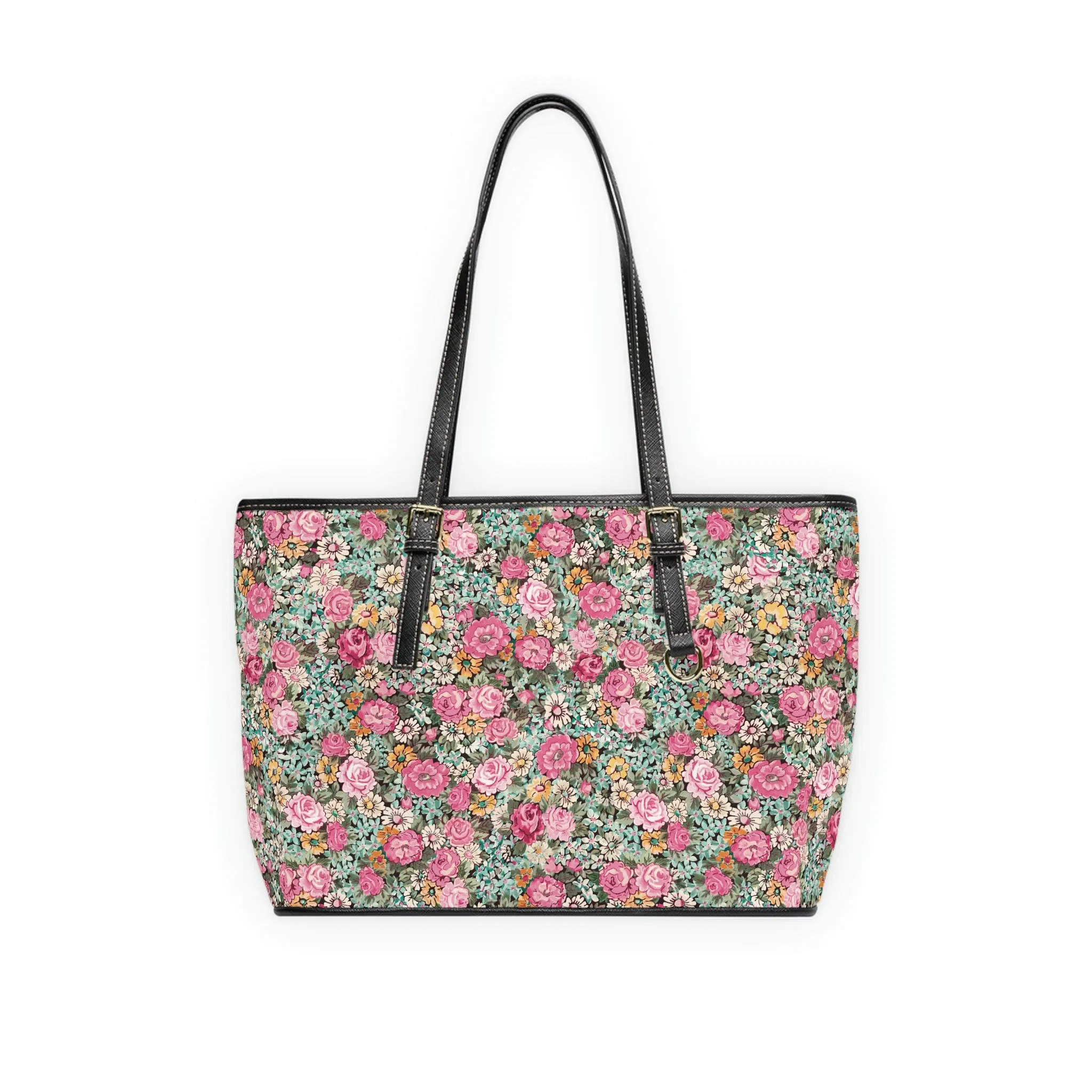 PU Leather Shoulder Bag / Bright Pink Vintage Floral