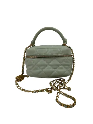 Quilted Round Pouch In Mint Green