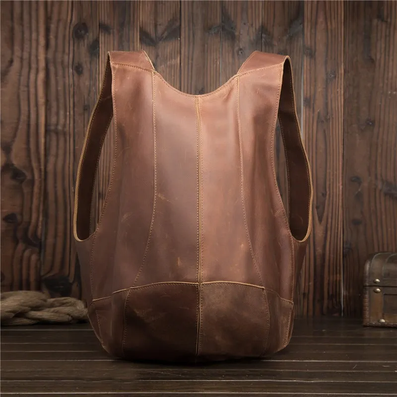 Real Leather Backpack for Men Personalized Retro Travel Bag