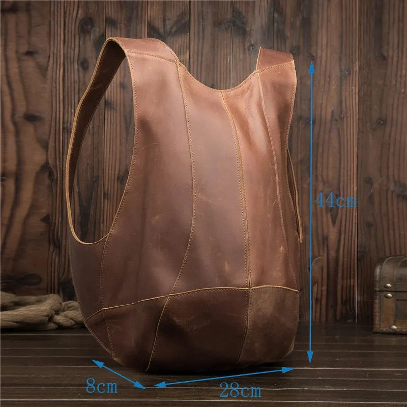 Real Leather Backpack for Men Personalized Retro Travel Bag