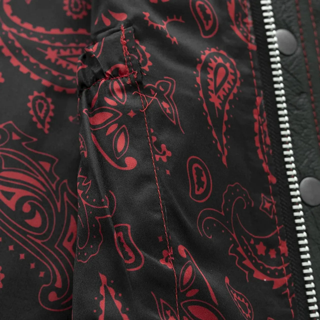 RED FIM693-QLT | Downside - Men's Club Style Leather Vest - Black/Red