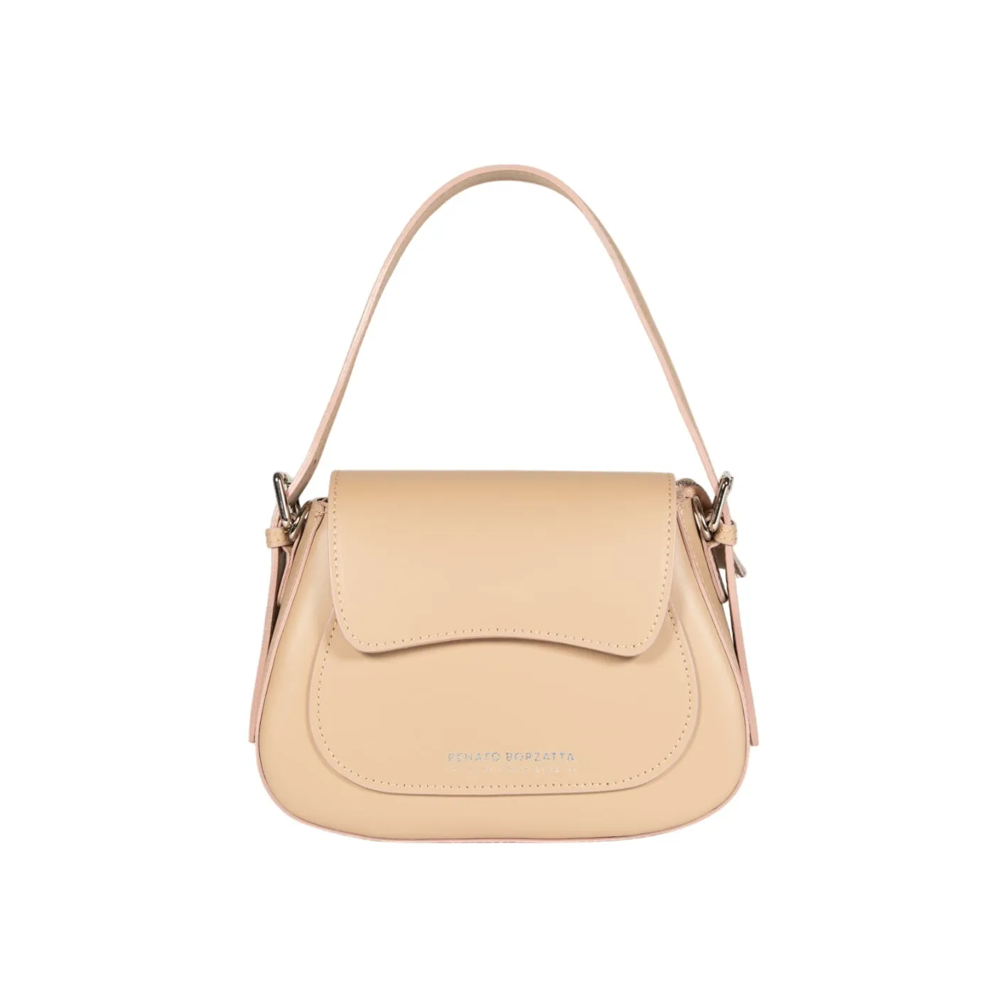 Renato Borzatta BRENDA Women's Bucket Bag in Genuine Leather Made in Italy. Shiny Gold Metal Accessories - Grey Color - Dimensions: cm 25 x 23.5 x 17 (Copy)