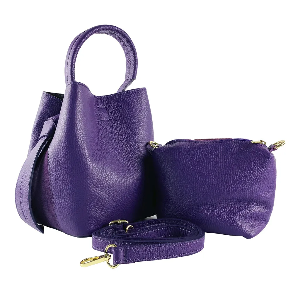 Renato Borzatta Leather Bucket Shoulder Bag Purple