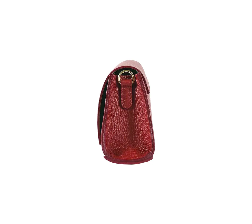 Renato Borzatta Leather Clutch Shoulder Bag Red