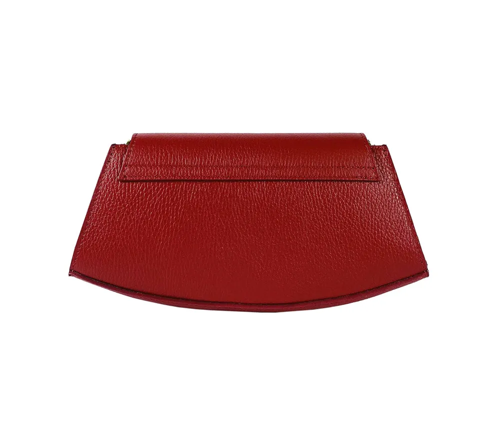 Renato Borzatta Leather Clutch Shoulder Bag Red