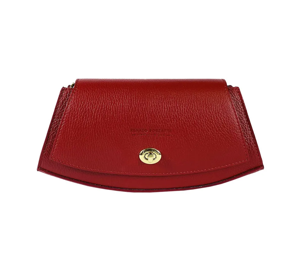 Renato Borzatta Leather Clutch Shoulder Bag Red