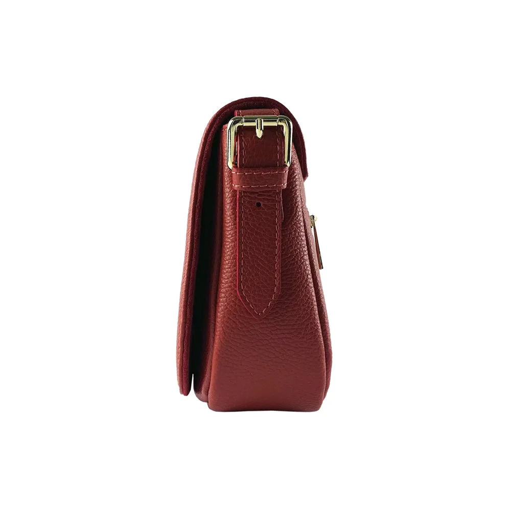 Renato Borzatta Leather Flap Shoulder Bag Red