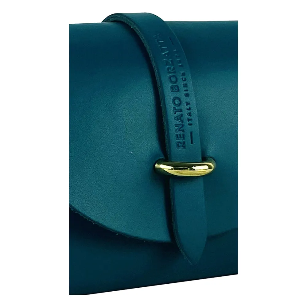 Renato Borzatta Small Leather Clutch Shoulder bag Teal Green