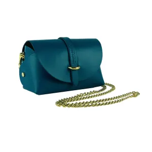 Renato Borzatta Small Leather Clutch Shoulder bag Teal Green