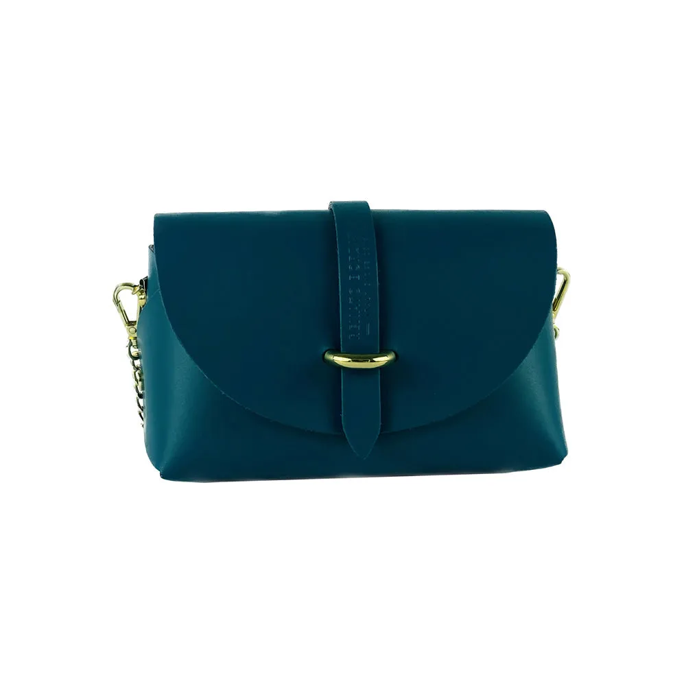 Renato Borzatta Small Leather Clutch Shoulder bag Teal Green