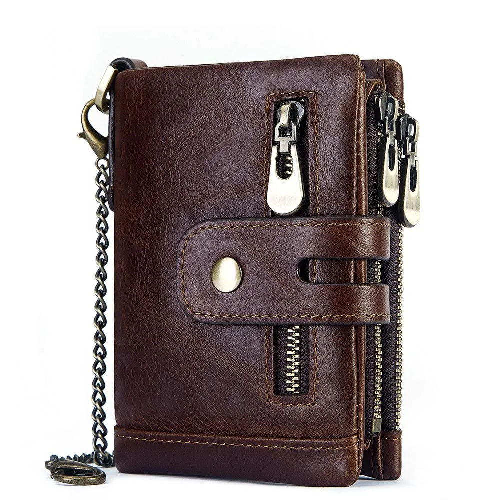 RFID 100% Genuine Leather Coin Purse Card Men's Wallet