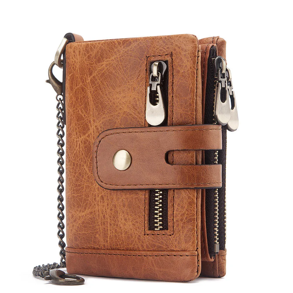 RFID 100% Genuine Leather Coin Purse Card Men's Wallet
