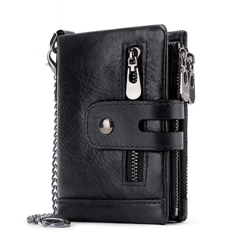 RFID 100% Genuine Leather Coin Purse Card Men's Wallet