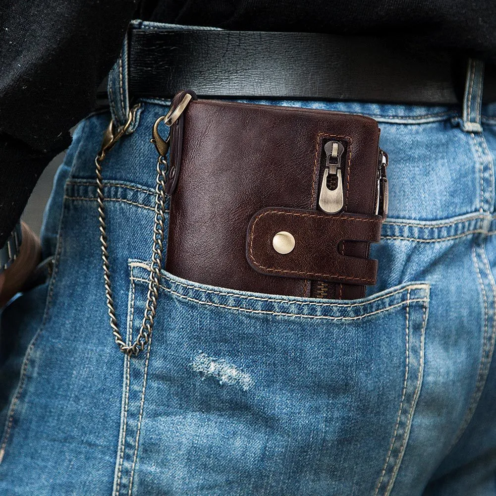 RFID 100% Genuine Leather Coin Purse Card Men's Wallet