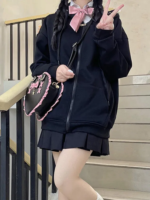 ROCOCO Style Lolita Bag Black PU Leather Bows PU Leather Cross-body Bag Lolita Accessories