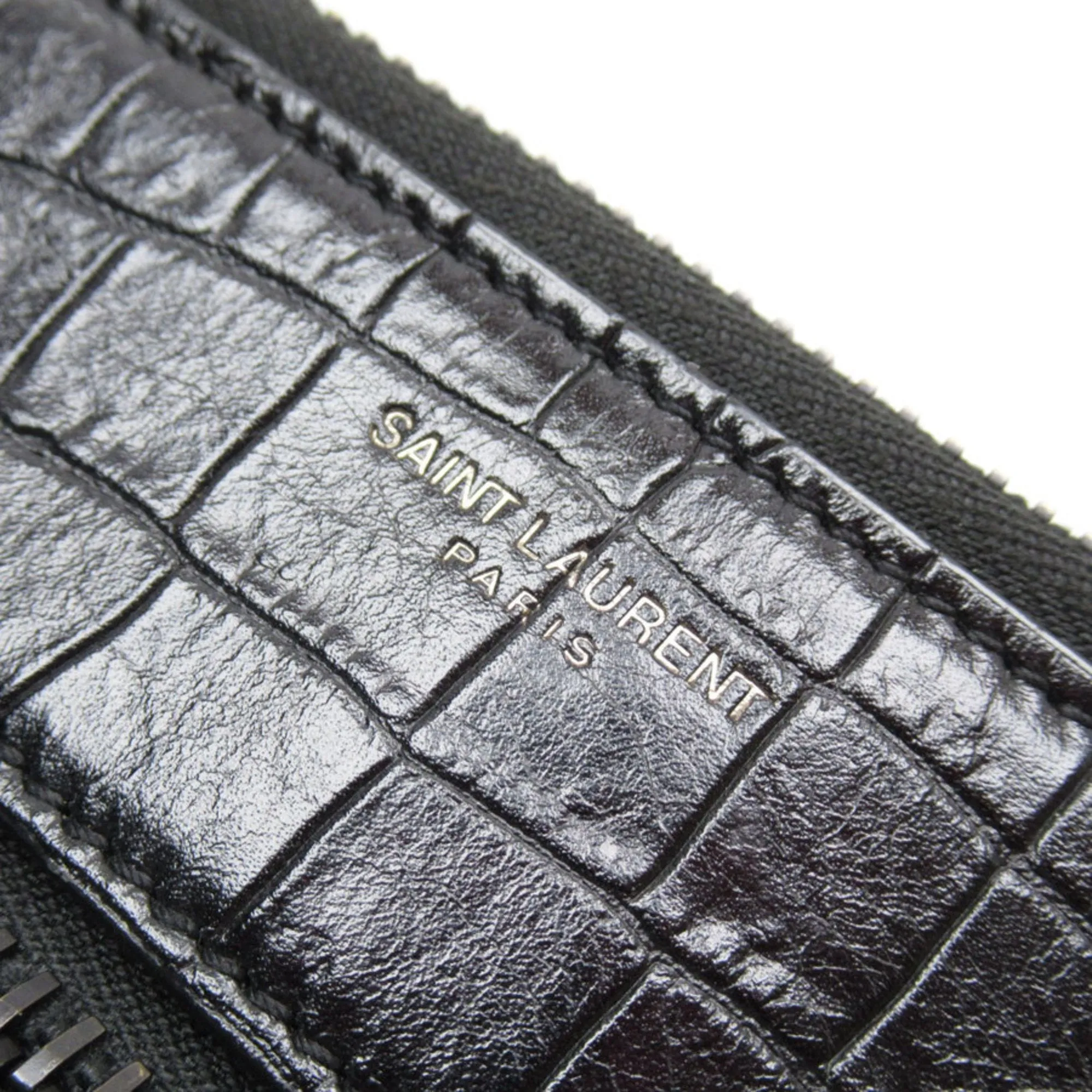 Saint Laurent Clutch Bag Embossed Leather Black Men's 479964 t18969a