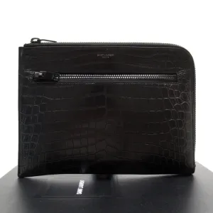 Saint Laurent Clutch Bag Embossed Leather Black Men's 479964 t18969a