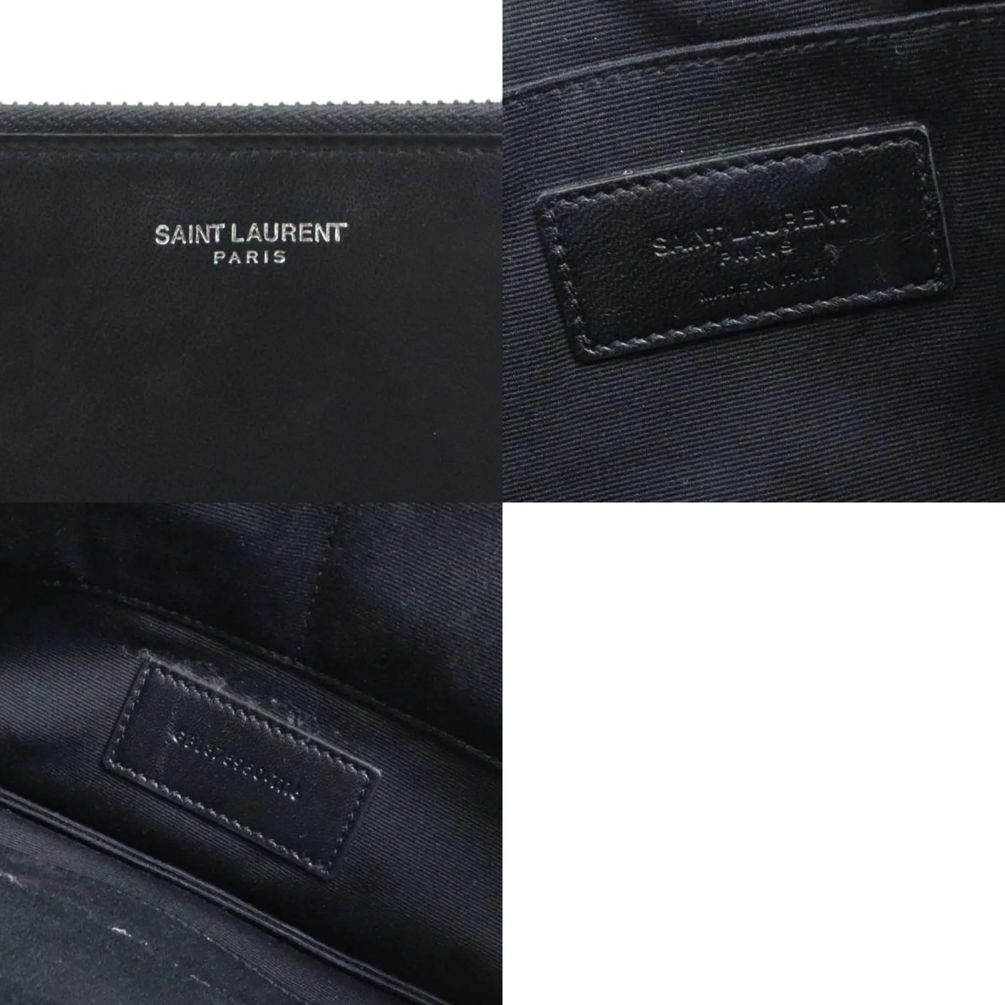 Saint Laurent Clutch Bag Leather Black Multicolor Men's Women's e59592k