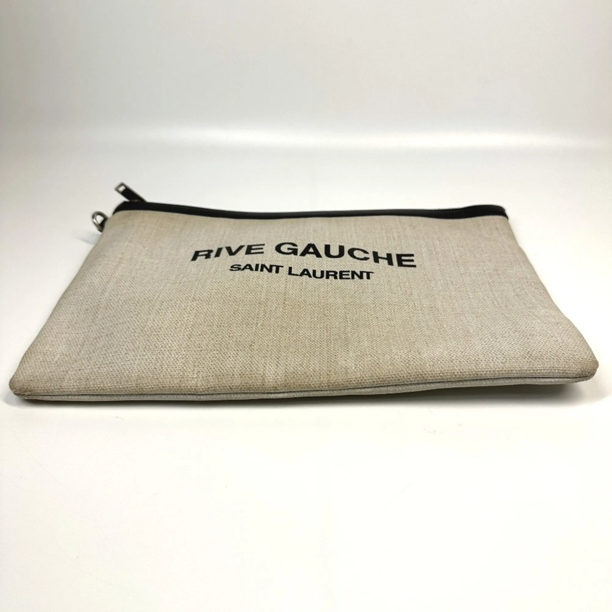 SAINT LAURENT Saint Laurent Paris 565722 Pouch RIVE GAUCHE Clutch Bag Coated Canvas Leather Men's Grey