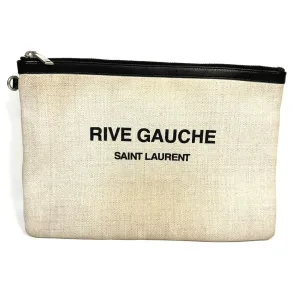 SAINT LAURENT Saint Laurent Paris 565722 Pouch RIVE GAUCHE Clutch Bag Coated Canvas Leather Men's Grey