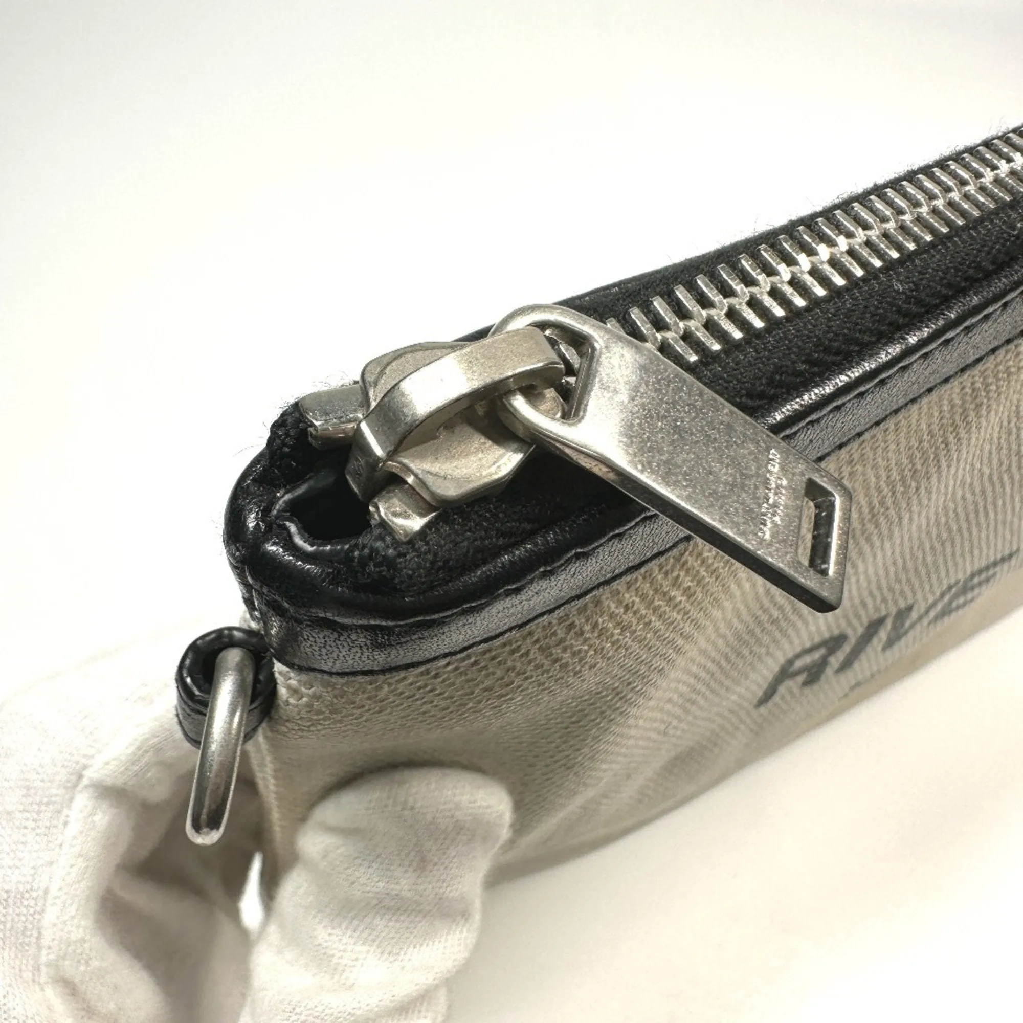 SAINT LAURENT Saint Laurent Paris 565722 Pouch RIVE GAUCHE Clutch Bag Coated Canvas Leather Men's Grey