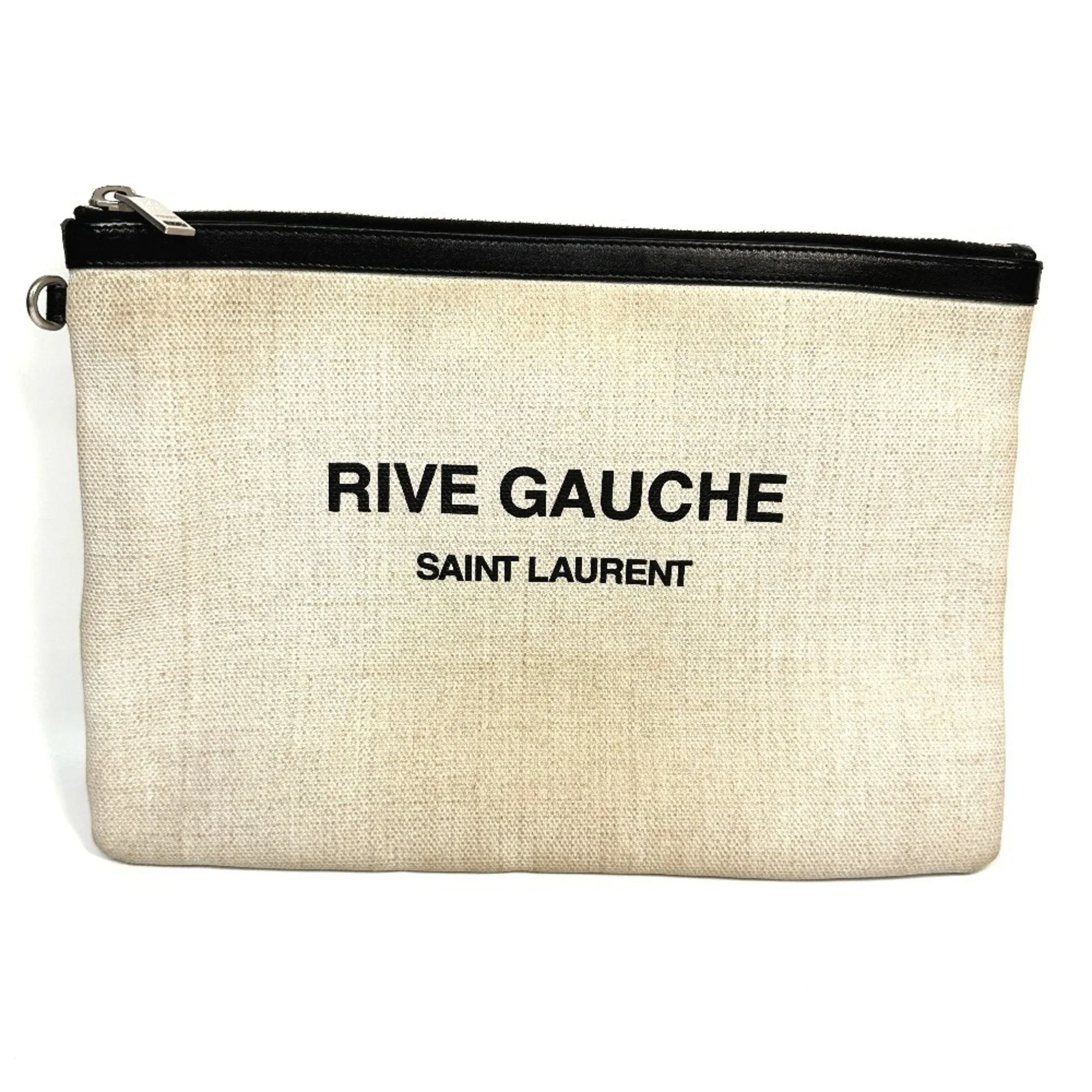 SAINT LAURENT Saint Laurent Paris 565722 Pouch RIVE GAUCHE Clutch Bag Coated Canvas Leather Men's Grey