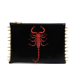 SCORPION EMBROIDERED CLUTCH BAG(GARNET)
