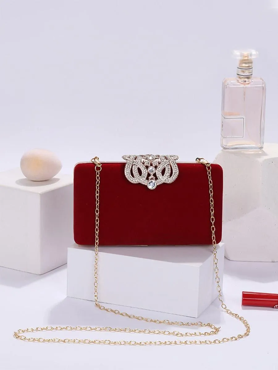 Shine Inlay Rhinestone Evening Box Clutch bag Shoulder MNBF008